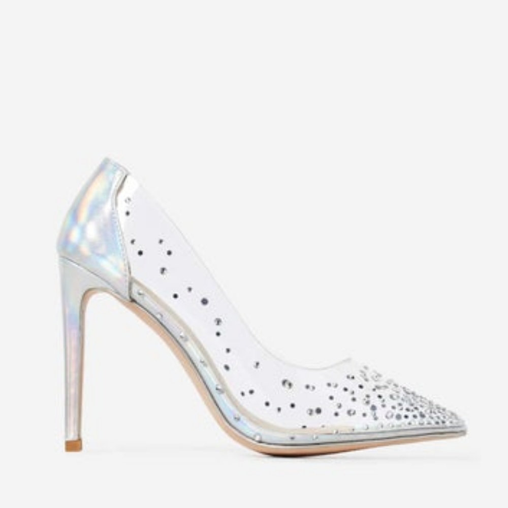 Girls Best Friend Diamante Perspex Court Heel
